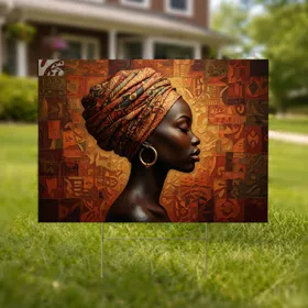 African Woman Headwrap Quilted Tapestry - Home Decor Gift Yard Sign