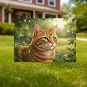 Magnificent Ginger Tabby Cat Emerald Eyes - Garden Decor Cat Lover Gift Yard Sign