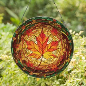 Maple Leaf Autumn Foliage - Autumn Home Decor Gift for Nature Lover Stained Glass Suncatcher