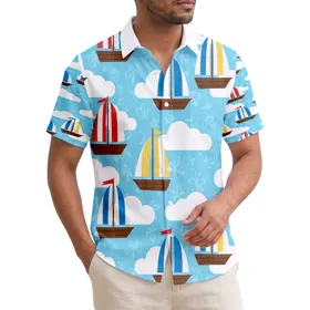 Sailboats Tropical Clouds - Island Adventure Travel Gift Hawaiian Shirt