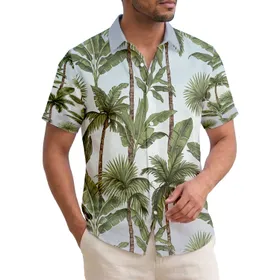 Lush Tropical Coconut Palm Fan Palm Banana Leaf Botanical Scene - Home Decor Gift Hawaiian Shirt