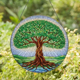 Tree of Life Canopy Roots - Home Decor Gift for Nature Lover Stained Glass Suncatcher