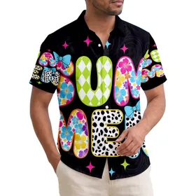 SUMMER Lettering Tropical Floral Argyle Dalmatian Bows - Summer Vacation Gift Hawaiian Shirt