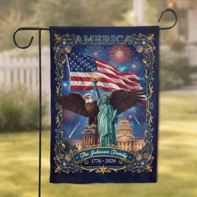 Bald Eagle American Flag Statue of Liberty - USA 250th Anniversary Gift for Veterans Garden Flag