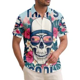 Skull Baseball Cap Sunglasses Tropical Flowers That's Cool - Beach Vacation Gift Hawaiian Shirt