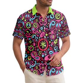Paisley Peace Sign Heart Flower Ladybug Polka Dots - Boho Lifestyle Home Decor Gift Hawaiian Shirt