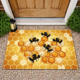 Bumblebees Honeycomb Beehive - Wildlife Lover Home Decor Gift Doormat