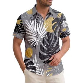 Tropical Palm Monstera Leaves Botanical Fronds Glitter Elements Home Decor Gift Hawaiian Shirt