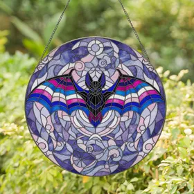Bat Spread Wings Stained Glass Celestial Cloud Home Decor Gift for Bat Lover Stained Glass Suncatcher