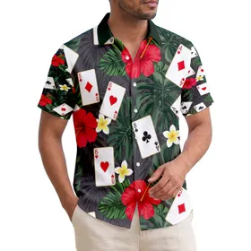 Playing Cards Tropical Hibiscus Flowers - Casino Game Home Decor Gift Hawaiian Shirt