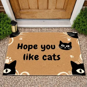 Hope You Like Cats Black Cat Faces - Cat Lover Home Decor Gift Doormat