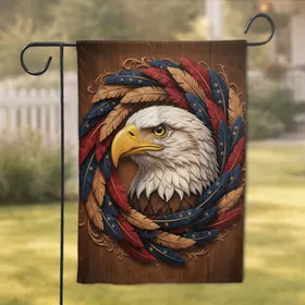 Bald Eagle Carved Wood Feathers - Patriotic Home Decor Gift for Veterans Garden Flag