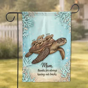 Majestic Sea Turtle Family with Baby Names - Mother's Day Gift for Mom Garden Flag