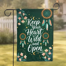 Keep Your Heart Wild and Open Dreamcatchers - Boho Home Decor Gift for Dreamers Garden Flag