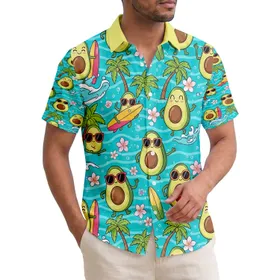 Avocado Sunglasses Surfboard Ocean Palm Tree - Summer Vacation Gift for Tropical Lover Hawaiian Shirt