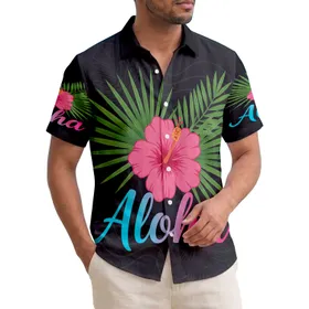 Pink Hibiscus Aloha Palm Fronds - Vacation Essentials Gift for Beach Lovers Hawaiian Shirt