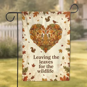 Autumn Leaves Acorn Heart Wildlife - Wildlife Lover Home Decor Gift Garden Flag
