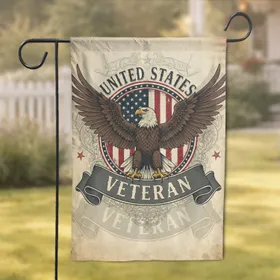 United States Veteran Bald Eagle American Flag - Patriotic Home Decor Gift Garden Flag