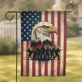 Bald Eagle Soldier Vintage American Flag - Independence Day Gift for Veterans Garden Flag