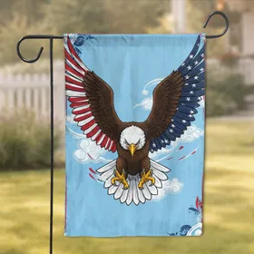 Bald Eagle American Flag Independence Day - Gift for Veterans Garden Flag