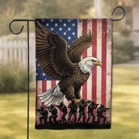 Bald Eagle American Flag Military - Patriotic Home Decor Gift for Veterans Garden Flag