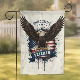 Bald Eagle American Flag Veteran - Patriotic Home Decor for Veterans Garden Flag