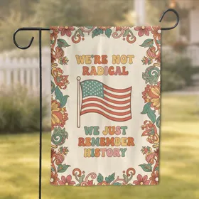We Remember History 1970s Floral American Flag - Patriot Home Decor Gift Garden Flag