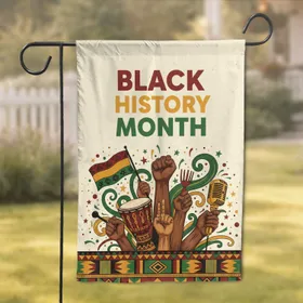 Diverse Hands Raised Fist Pan-African Flag - Black History Month Celebration Garden Flag