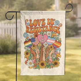 Love Is Resistance Diverse Hands Pride & Peace Heart Signs - Activism Home Decor Gift Garden Flag