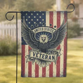 Distressed Bald Eagle American Flag Patriotic Home Decor for Veterans Garden Flag