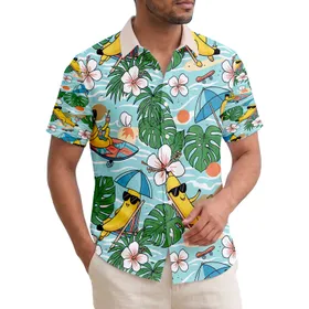 Banana Surfer Skater Tropical Ocean - Summer Vacation Trip Hawaiian Shirt