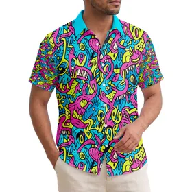 Grotesque Cartoon Eyes Jagged Teeth Tentacles Tropical Wear Gift Hawaiian Shirt