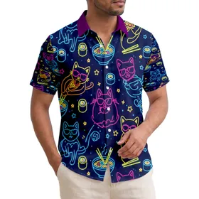 Fluffy Hairless Cats Sunglasses Sushi Ramen - Everyday Lifestyle Cat Lover Gift Hawaiian Shirt