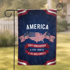 America Map Flag 250th Anniversary 1776-2026 - Jones Family Independence Day Gift Garden Flag