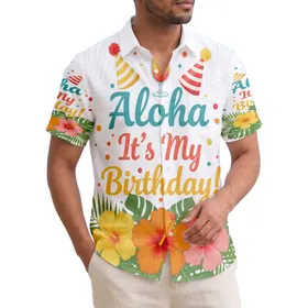 Aloha Birthday Hibiscus Flowers Party Hats Cocktail - Birthday Celebration Gift Hawaiian Shirt
