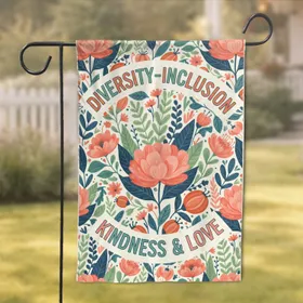 Diversity Inclusion Kindness Love Botanical Tapestry - Meaningful Home Decor Gift Garden Flag