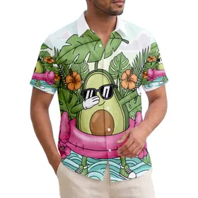 Sunglasses Dabbing Avocado Flamingo Ring Summer Getaway Gift for Avocado Lover Hawaiian Shirt