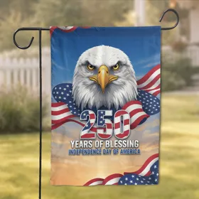 Bald Eagle American Flag 250 Years of Blessing Independence Day for Veterans Garden Flag