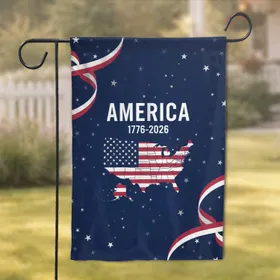 America 1776-2026 United States Map Stars Stripes - USA 250th Anniversary Garden Flag