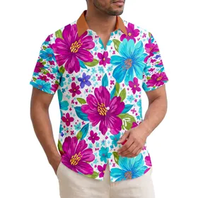 Tropical Flowers Accent Leaves - Everyday Lifestyle Gift Hawaiian Shirt