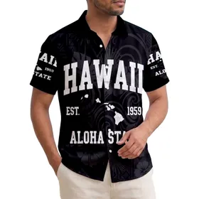 Distressed Collegiate Hawaii Aloha State Island Established 1959 - Island Vacation Gift Hawaiian Shirt