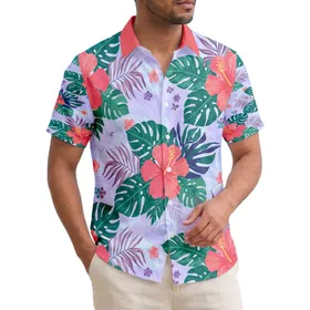 Prominent Hibiscus Monstera Broadleaf Tropical Home Decor Gift for Nature Lovers Hawaiian Shirt