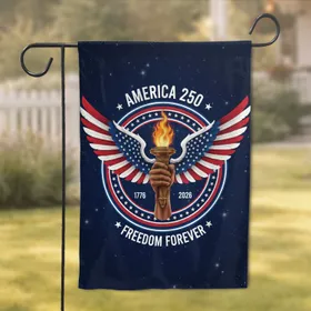 America 250 Torch American Flag Wings USA 250th Anniversary Independence Day Gift for Veterans Garden Flag