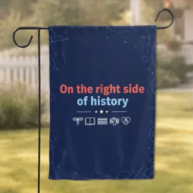 On The Right Side of History Uterus Book Pride Fist - Social Justice Gift Garden Flag