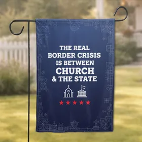 Real Border Crisis Church State Text Icons Red Stars - Home Decor Statement Garden Flag