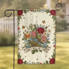 Praying Mantis Grasshopper Roses - Girls Will Be Girls Home Decor Gift for Her Garden Flag