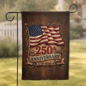Carved Wooden American Flag 250th Anniversary 1776-2026 for History Lovers Garden Flag