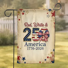 Patriotic 250 American Flag Bow - USA 250th Anniversary Independence Day Garden Flag