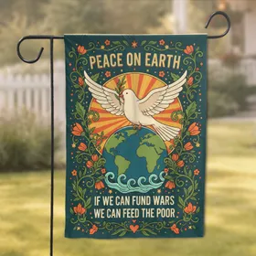 Rustic Peace On Earth Dove Globe Floral Sunburst Stars - Boho Home Decor Gift Garden Flag