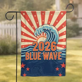 2026 Blue Wave Ocean Sunburst Stars - Retro Art Home Decor Gift Garden Flag
